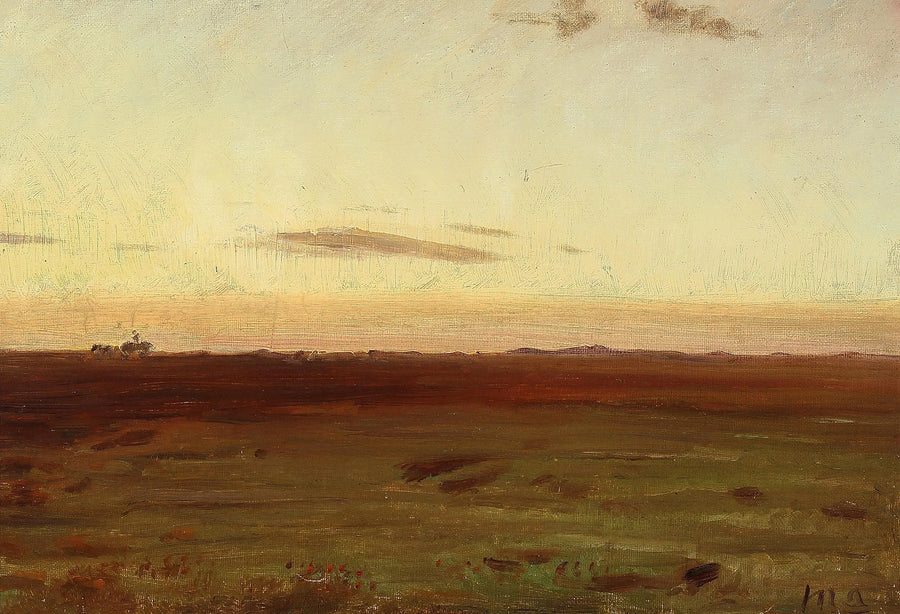 Udsigt over engen og klitterne ved solnedgang. - Michael Peter Ancher