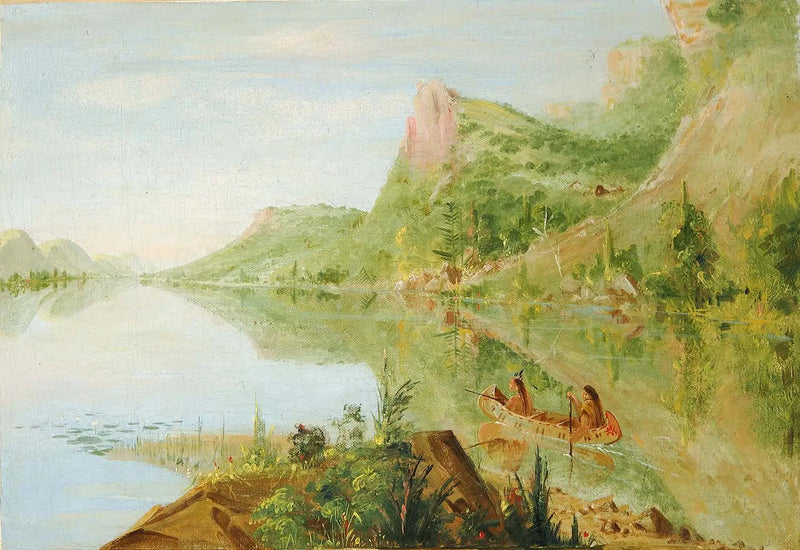 Udsigt over Wisconsin-floden, Winnebago Shooting Ducks - George Catlin