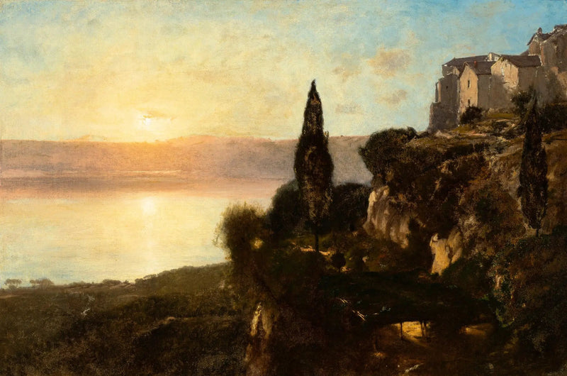 Udsigt over Nemi-søen - George Inness