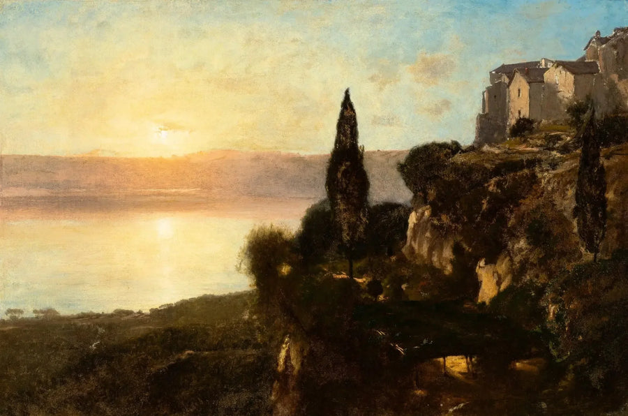 Udsigt over Nemi-søen - George Inness