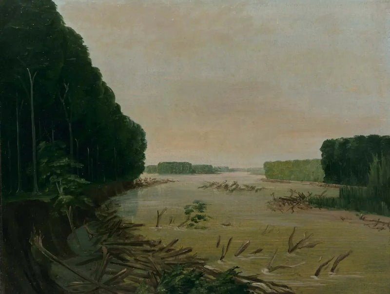Udsigt over Missouri, flodsandbankerne kollapser, 966 kilometer over Saint-Louis - George Catlin