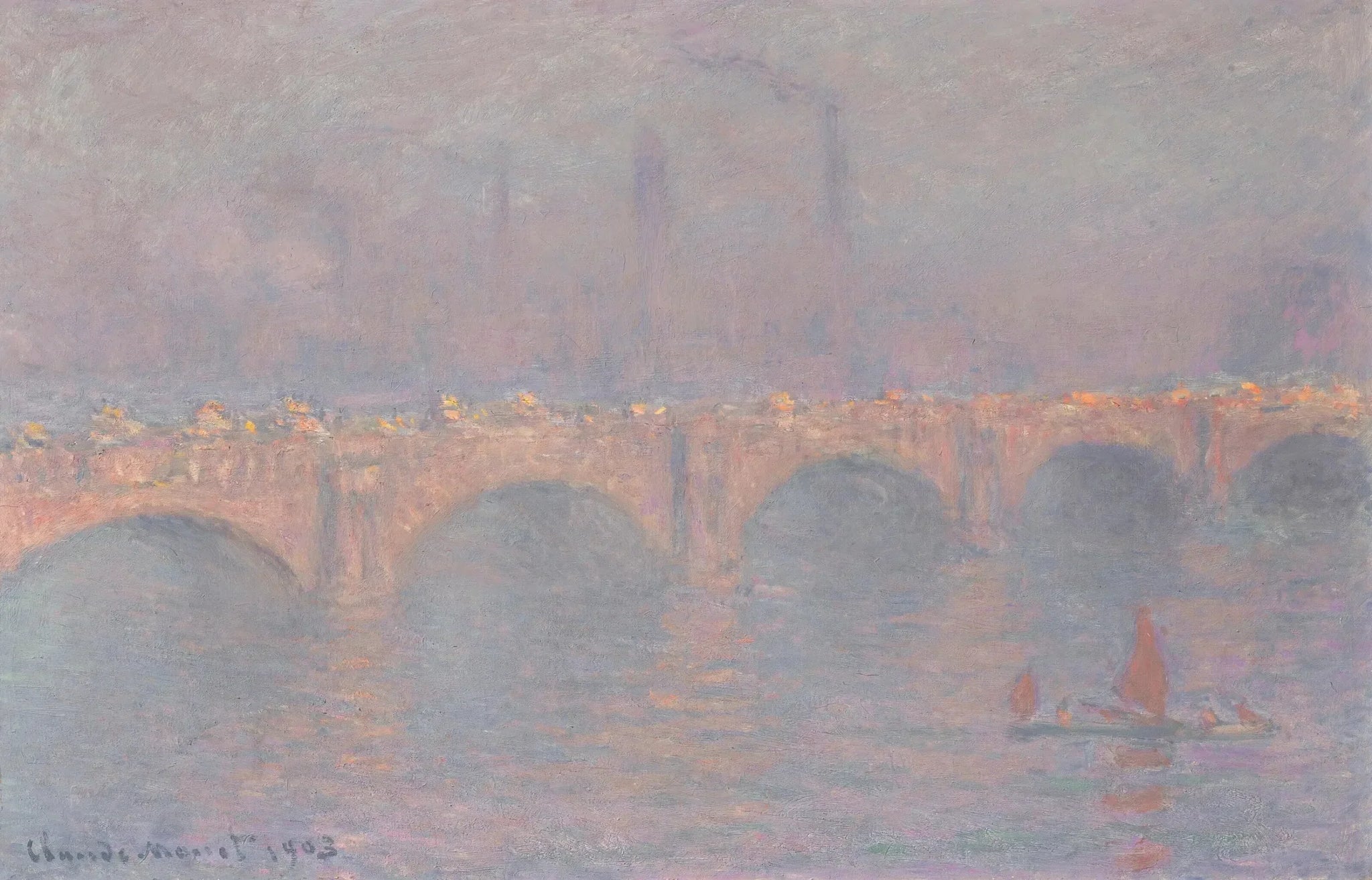 Waterloo Bridge, soleil voilé - Claude Monet image 1 copie de tableau peinte à la main