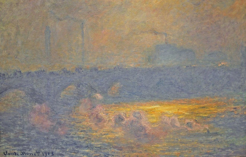 Waterloo Bridge, sol med røg - Claude Monet