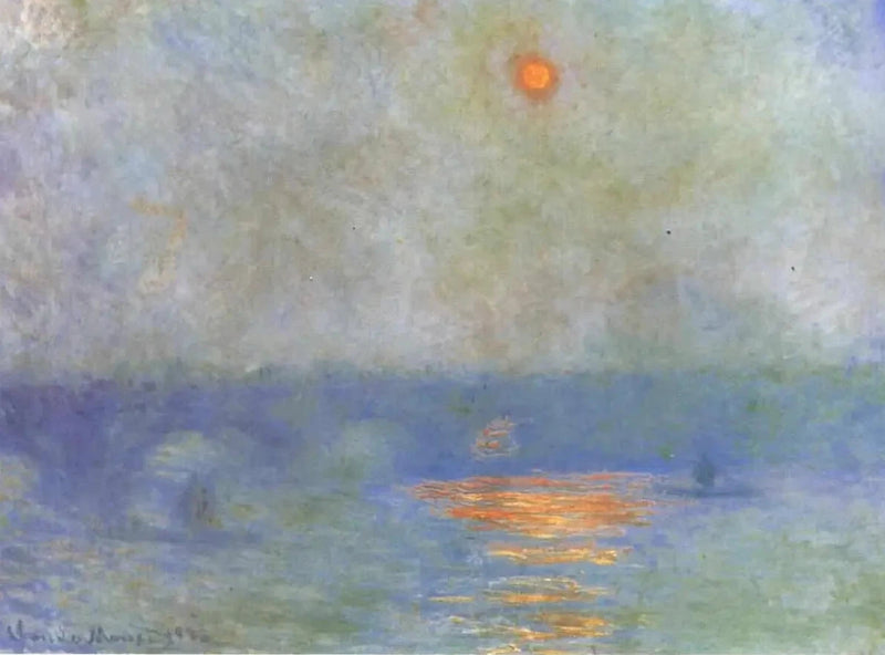 Waterloo Bridge: solen i tågen - Claude Monet