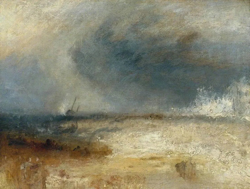 Bølger, der bryder på en kyst - J. M. W. Turner