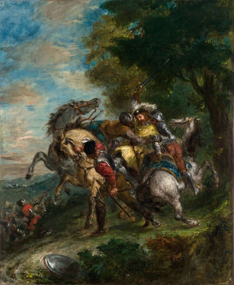 Weislingen fanget af Götz' mænd - Eugène Delacroix