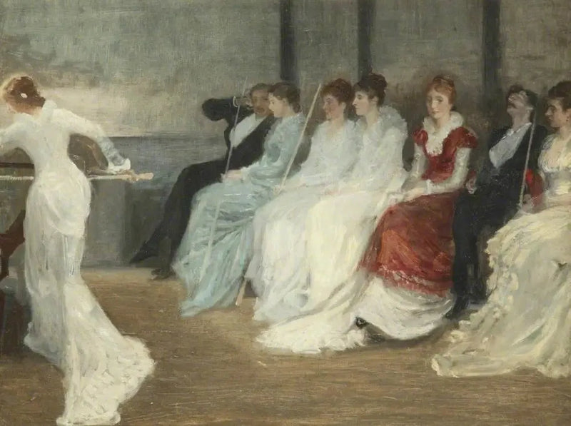 Whistler og familien Leyland i billardstuen, Speke Hall - James Abbott McNeill Whistler