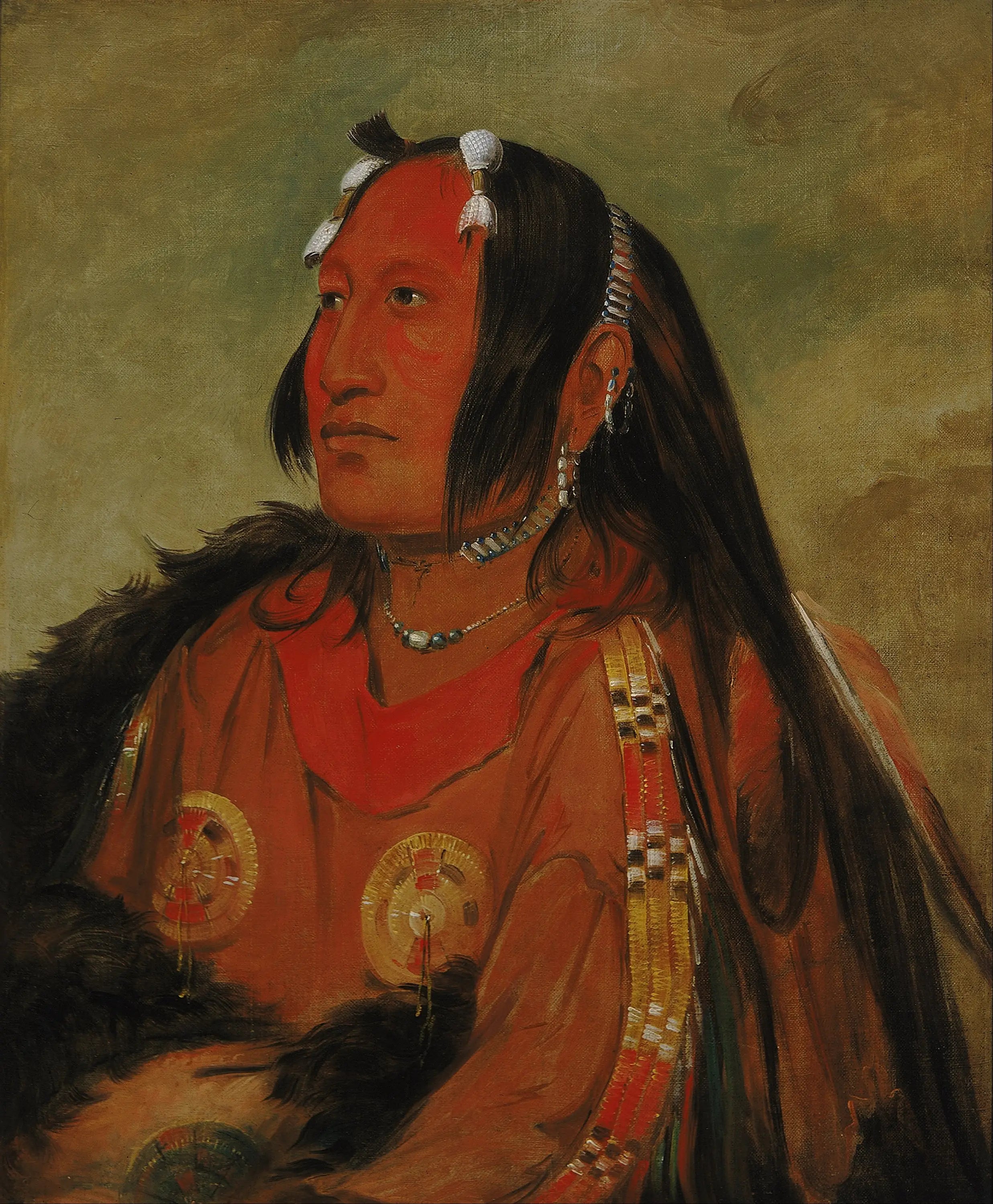 Wi-jún-jon Tête d’œuf de pigeon (La Lumière) un jeune guerrier distingué - George Catlin - Alpha Reproduction