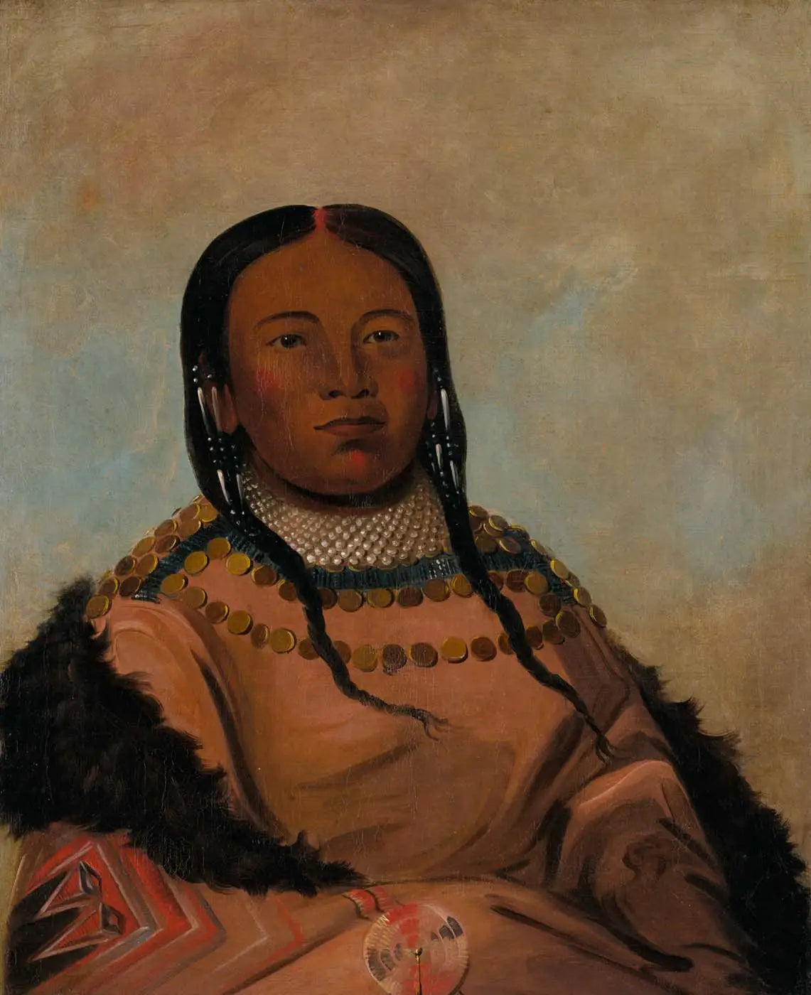 Wi-lóoh-tah-eeh-tcháh-ta-máh-nee Chose rouge qui touche en marchant Fille du Rocher noir - George Catlin - Alpha