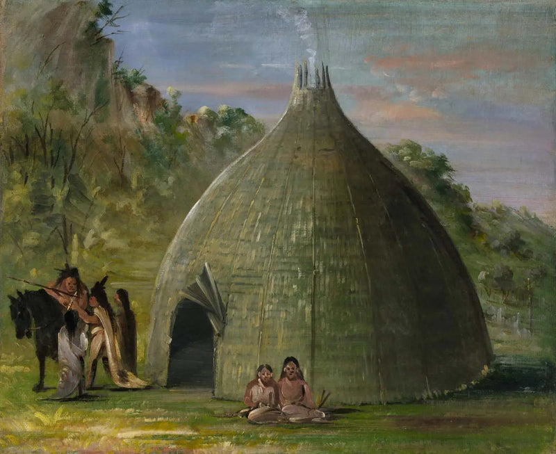 Wichita Lodge, stråtag med græs fra en eng - George Catlin