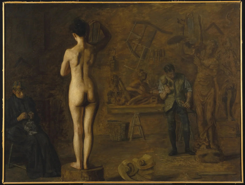William Rush, der skulpterer sin allegoriske figur af floden Schuylkill - Thomas Eakins