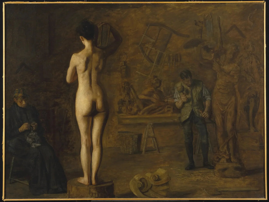 William Rush, der skulpterer sin allegoriske figur af floden Schuylkill - Thomas Eakins