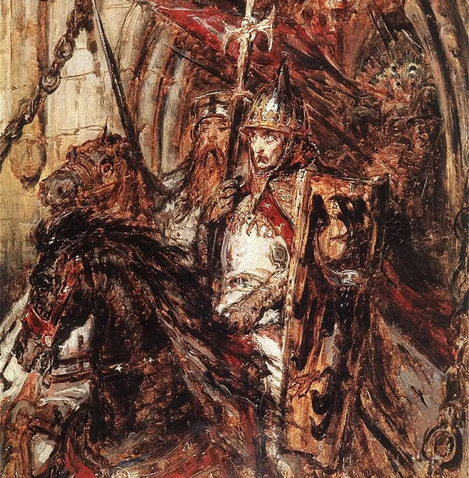 Wyjazd Henryka Pobożnego z Legnicy - Jan Matejko image 1 copie peinte à la main à l’huile