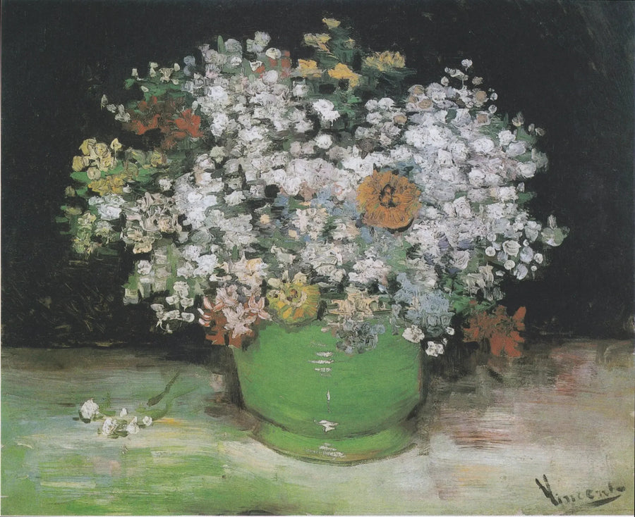 Zinniaer og pelargonier i en vase - Vincent van Gogh